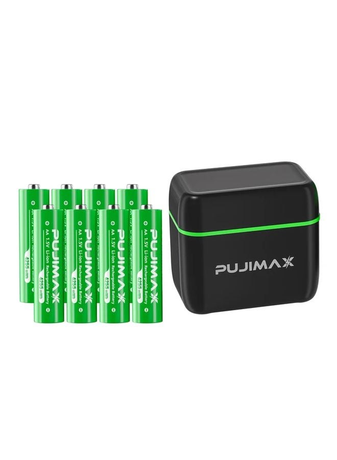 8 Slot Curved Charging Case With 8 Rechargeable AA 4255mWh Lithium Ion Batteries - Image 1