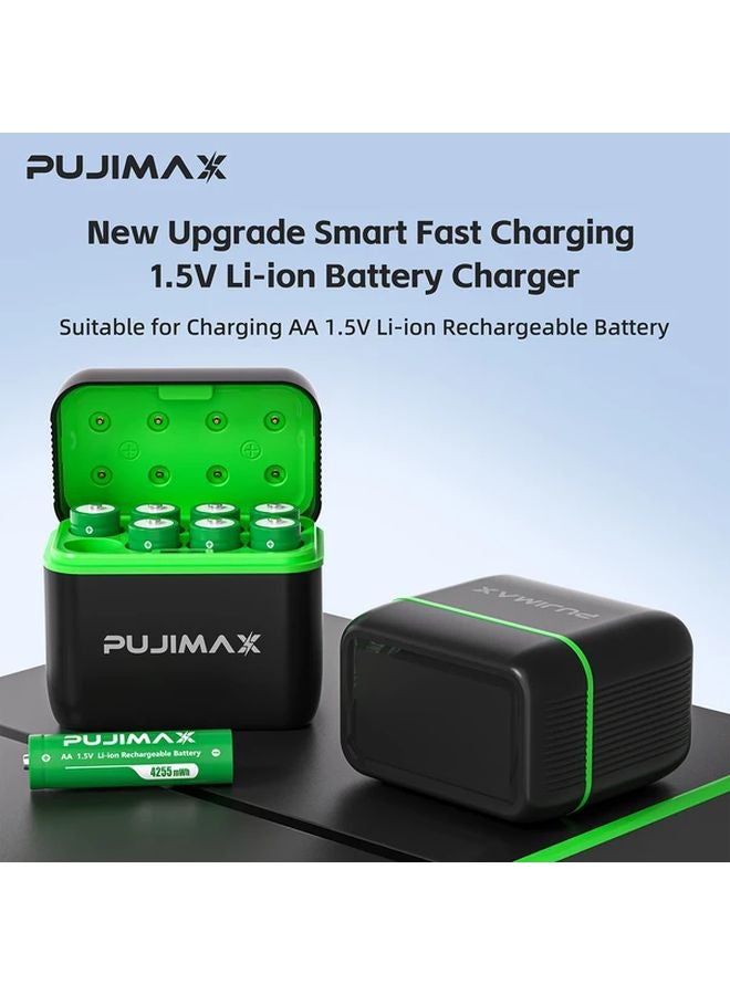 8 Slot Curved Charging Case With 8 Rechargeable AA 4255mWh Lithium Ion Batteries - Image 4