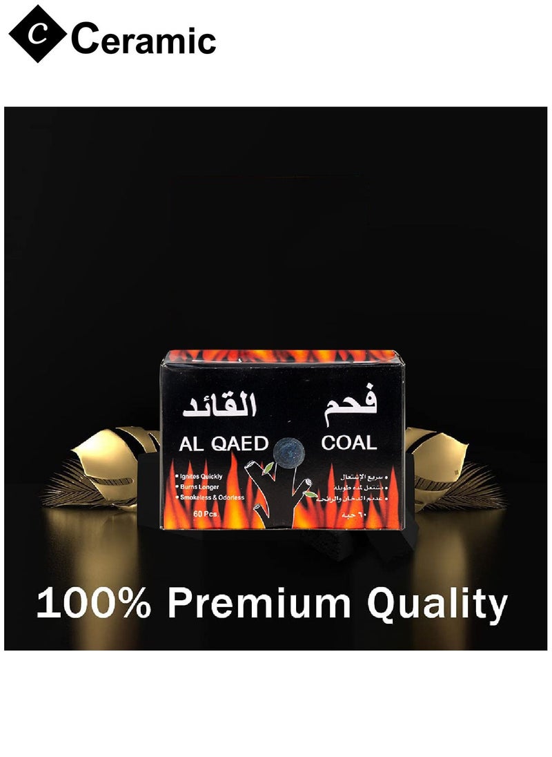 CERAMIC - Al Qaed Coal Charcoals Love Quick Ignite and Long Lasting 60 Pieces - Image 1
