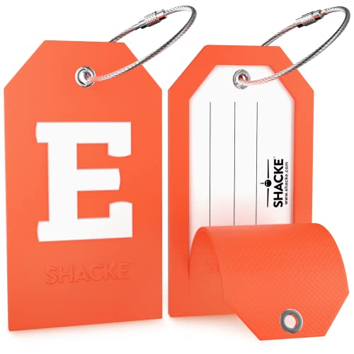 Shacke Initial Luggage Tag with Full Privacy Cover and Stainless Steel Loop – (Letter E) - Image 2