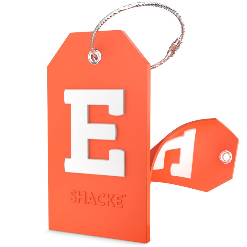 Shacke Initial Luggage Tag with Full Privacy Cover and Stainless Steel Loop – (Letter E) - Image 5