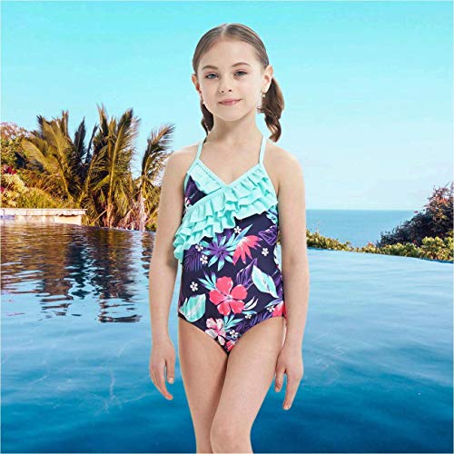 HowJoJo Big Girls One Piece Swimsuit Hawaiian Ruffle Swimwear Beach Bathing Suit Purple Size 12/10-12 - Image 5