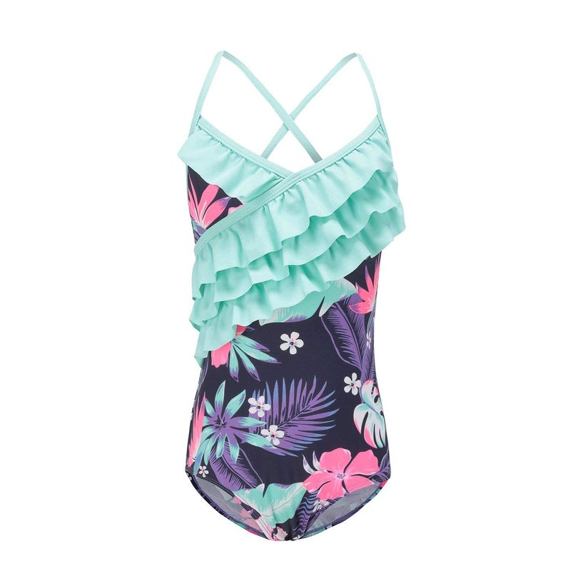 HowJoJo Big Girls One Piece Swimsuit Hawaiian Ruffle Swimwear Beach Bathing Suit Purple Size 12/10-12 - Image 4