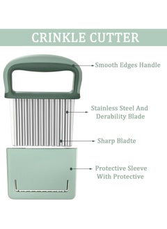 Oasisgalore Stainless Steel Crinkle Cutter - Wavy Slicer for Potatoes, Carrots & Vegetables (Green)  - Image 3
