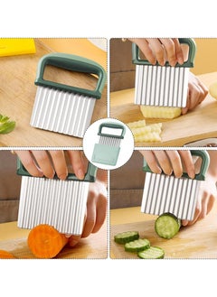 Oasisgalore Stainless Steel Crinkle Cutter - Wavy Slicer for Potatoes, Carrots & Vegetables (Green)  - Image 5