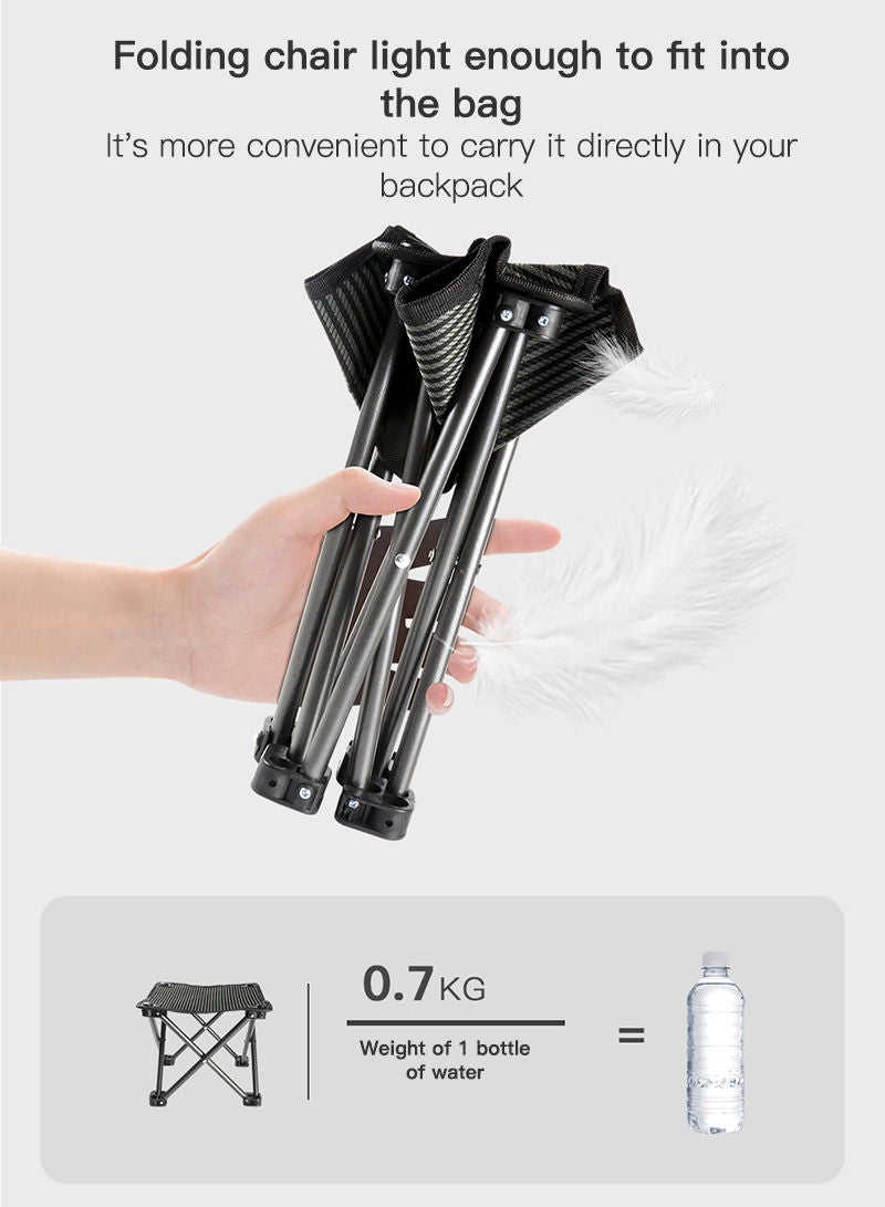 Whotman Ultra-Light Portable Folding Chair Stool - 0.7KG Weight, High Load-Bearing, 600D Oxford Fabric, Non-Slip Feet, for Outdoor Camping & Home Use - Image 3