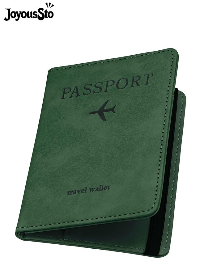 JoyousSto Passport Cover,Passport Holder Travel Wallet,RFID Blocking Passport Case Travel Accessories Card Holder Wallet Unisex Travel Gifts,Green - Image 1