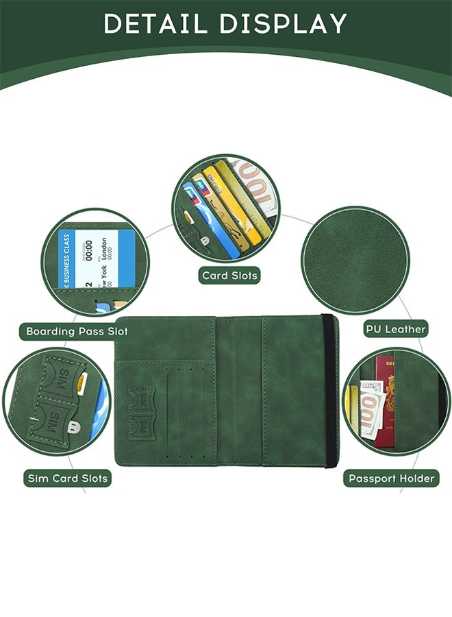 JoyousSto Passport Cover,Passport Holder Travel Wallet,RFID Blocking Passport Case Travel Accessories Card Holder Wallet Unisex Travel Gifts,Green - Image 4