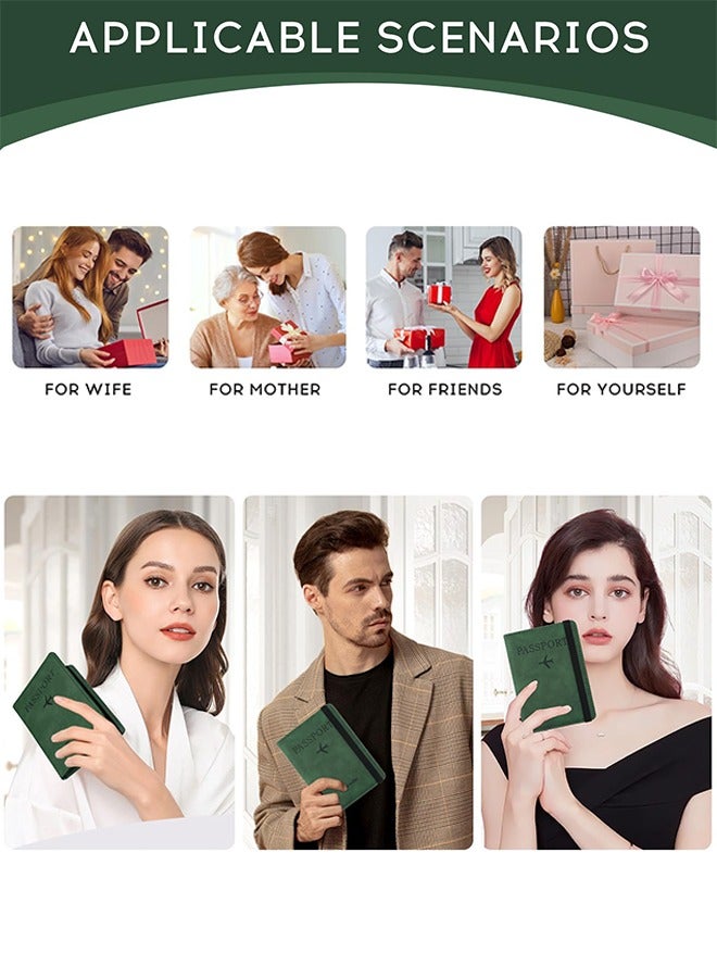 JoyousSto Passport Cover,Passport Holder Travel Wallet,RFID Blocking Passport Case Travel Accessories Card Holder Wallet Unisex Travel Gifts,Green - Image 5