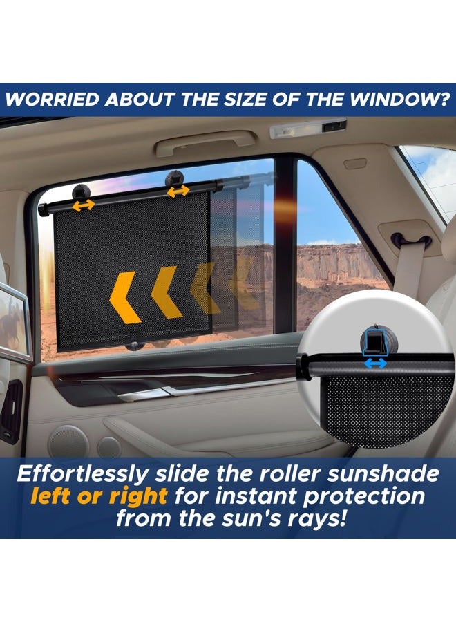 EcoNour Car Side Window Sun Shade (2 Pack) | Retractable Roller Sunshade for Kids | Baby Car Window Shades for UV and Sun Glare Protection | Baby Travel Accessories (15"x17") - Image 5