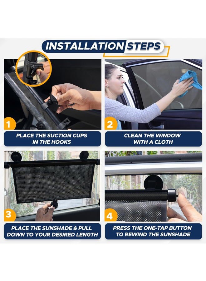 EcoNour Car Side Window Sun Shade (2 Pack) | Retractable Roller Sunshade for Kids | Baby Car Window Shades for UV and Sun Glare Protection | Baby Travel Accessories (15"x17") - Image 4