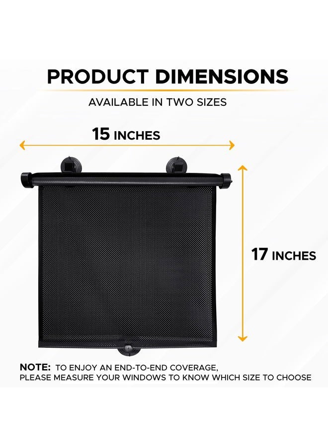 EcoNour Car Side Window Sun Shade (2 Pack) | Retractable Roller Sunshade for Kids | Baby Car Window Shades for UV and Sun Glare Protection | Baby Travel Accessories (15"x17") - Image 2