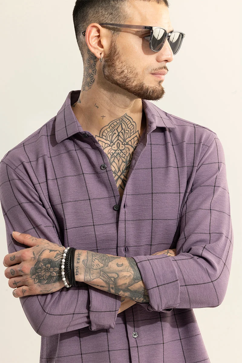 Snitch Purple Grid Block Purple Checks Shirt for Men | Best Price UAE