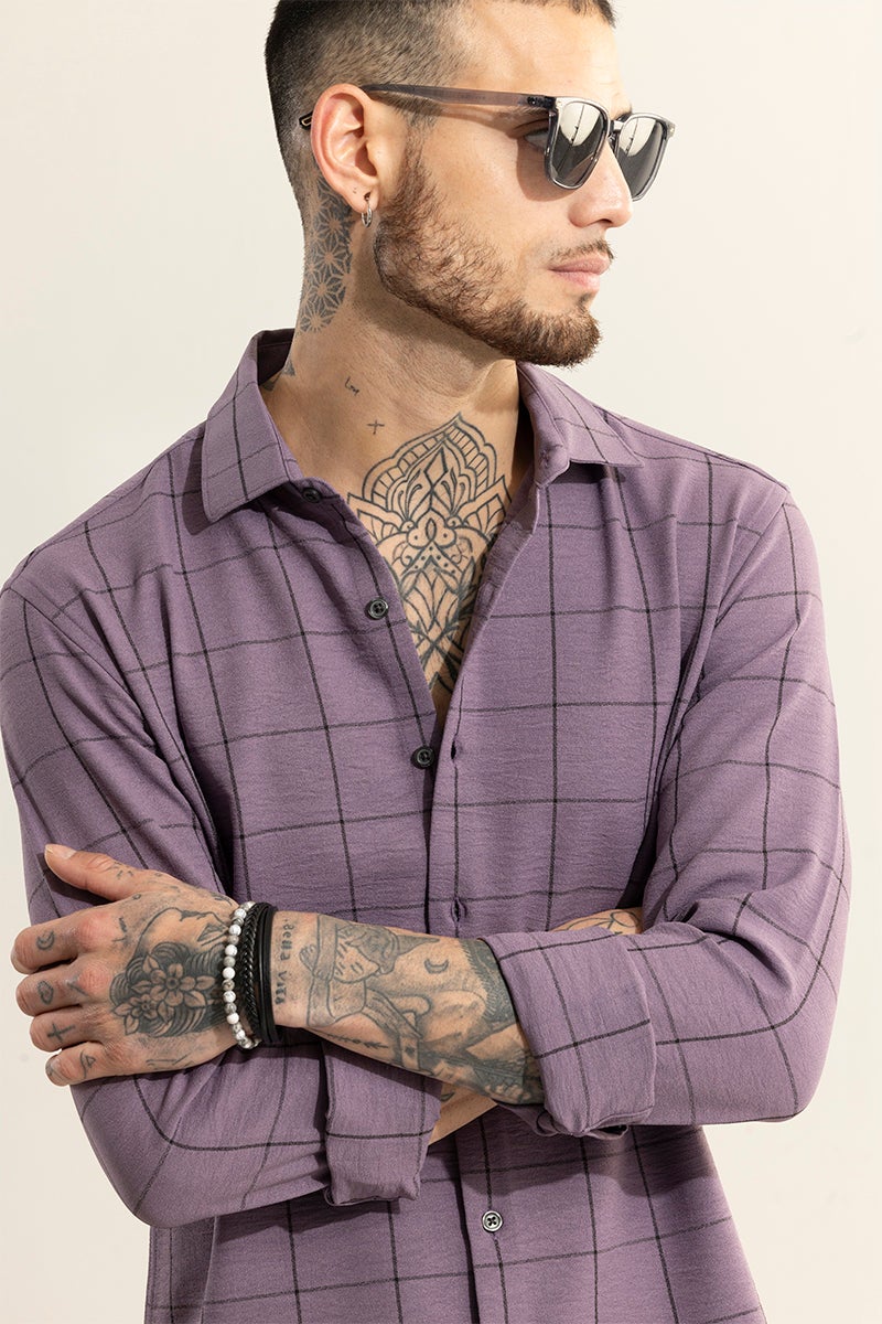 SNITCH Grid Block Purple Checks Shirt - Image 4