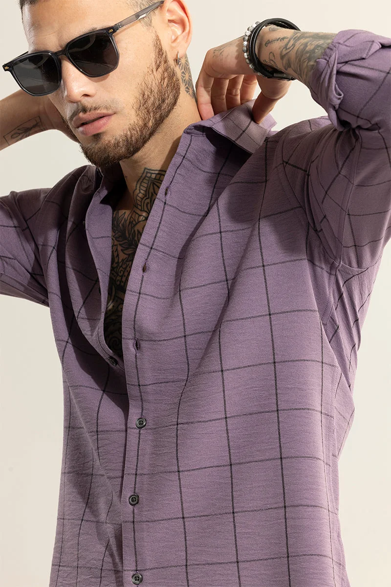 Snitch Purple Grid Block Purple Checks Shirt for Men | Best Price UAE