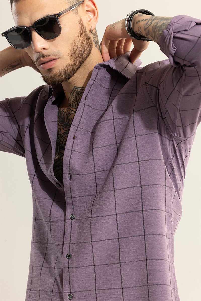 SNITCH Grid Block Purple Checks Shirt - Image 5