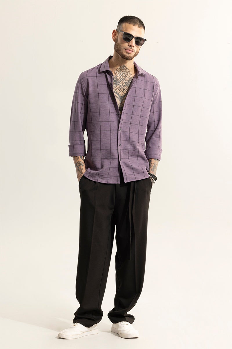 SNITCH Grid Block Purple Checks Shirt - Image 3