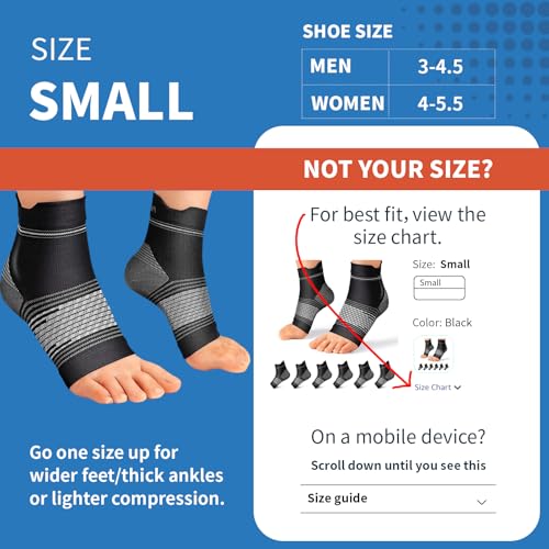PAPLUS Plantar Fasciitis Sock (6 Pairs) for Men and Women, Compression Foot Sleeves with Arch and Ankle Support (Black, Small) - Image 3