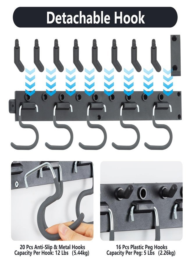 ويل ميد منظم أدوات الحديقة القابل للتعديل من WellMade مقاس 64 بوصة، نظام تخزين المرآب مع خطافات، رف تنظيم الأدوات المثبت على الحائط، أسود - Image 2