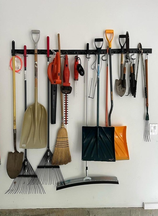 ويل ميد منظم أدوات الحديقة القابل للتعديل من WellMade مقاس 64 بوصة، نظام تخزين المرآب مع خطافات، رف تنظيم الأدوات المثبت على الحائط، أسود - Image 1