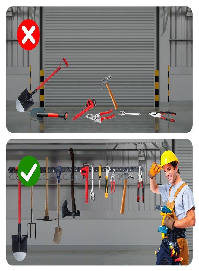 ويل ميد منظم أدوات الحديقة القابل للتعديل من WellMade مقاس 64 بوصة، نظام تخزين المرآب مع خطافات، رف تنظيم الأدوات المثبت على الحائط، أسود - Image 4