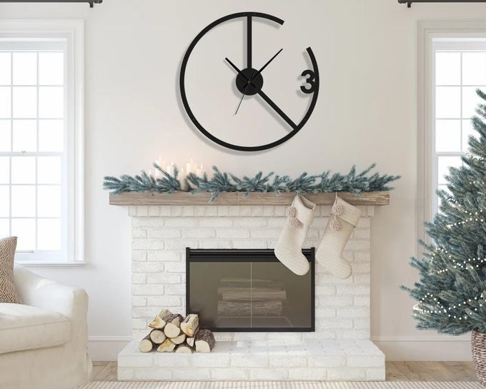 METAL ANALOG WALL CLOCK FOR LIVING ROOM BEDROOM WALL HANGING DECOR METAL SIGNHOUSEWARMING GIFT ANTIQUEBIG SIZE BLACK 40 CM DA36