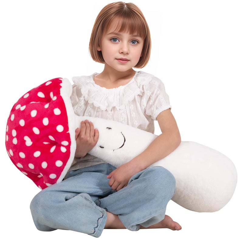mmguai 28 '' كبير الفطر أفخم وسادة الفطر الأحمر على شكل حيوان محشو وسادة طويلة لعبة لينة كبيرة Plushies هدية للأطفال صبي الفتيات عيد ميلاد أريكة ديكور المنزل - Image 2
