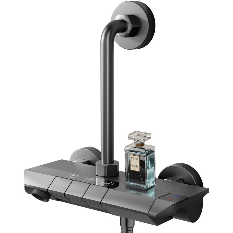 ALTON ALM35025 Modern 3IN1 Wall Mixer For Bathroom With 225mm Lbend Set Bathroom Shower System Shower Mixer For Bathroom with Handy Storage Space for Essentials Mixer Tap For Bathroom Grey - Image 1