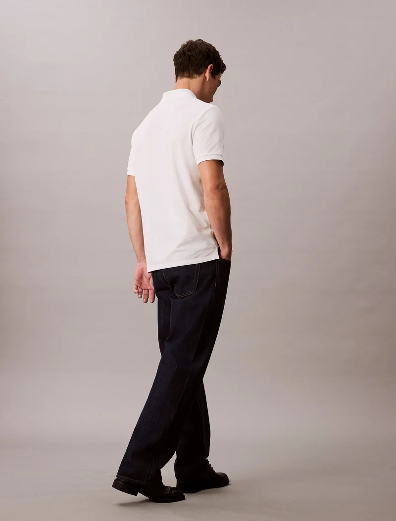 Calvin Klein Jeans Blanc De Blanc Cotton Piqué Polo Shirt for Men | Best Price UAE
