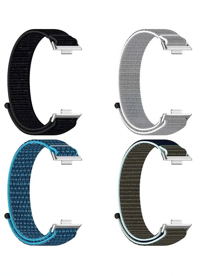 هابي دي 4 قطع من حزام نايلون منسوج، مناسب لهواوي فيت 3 / فيت 4 / فيت 4 برو، مقاوم للماء، قابل للتنفس، حزام رياضي قابل للتعديل - Image 1