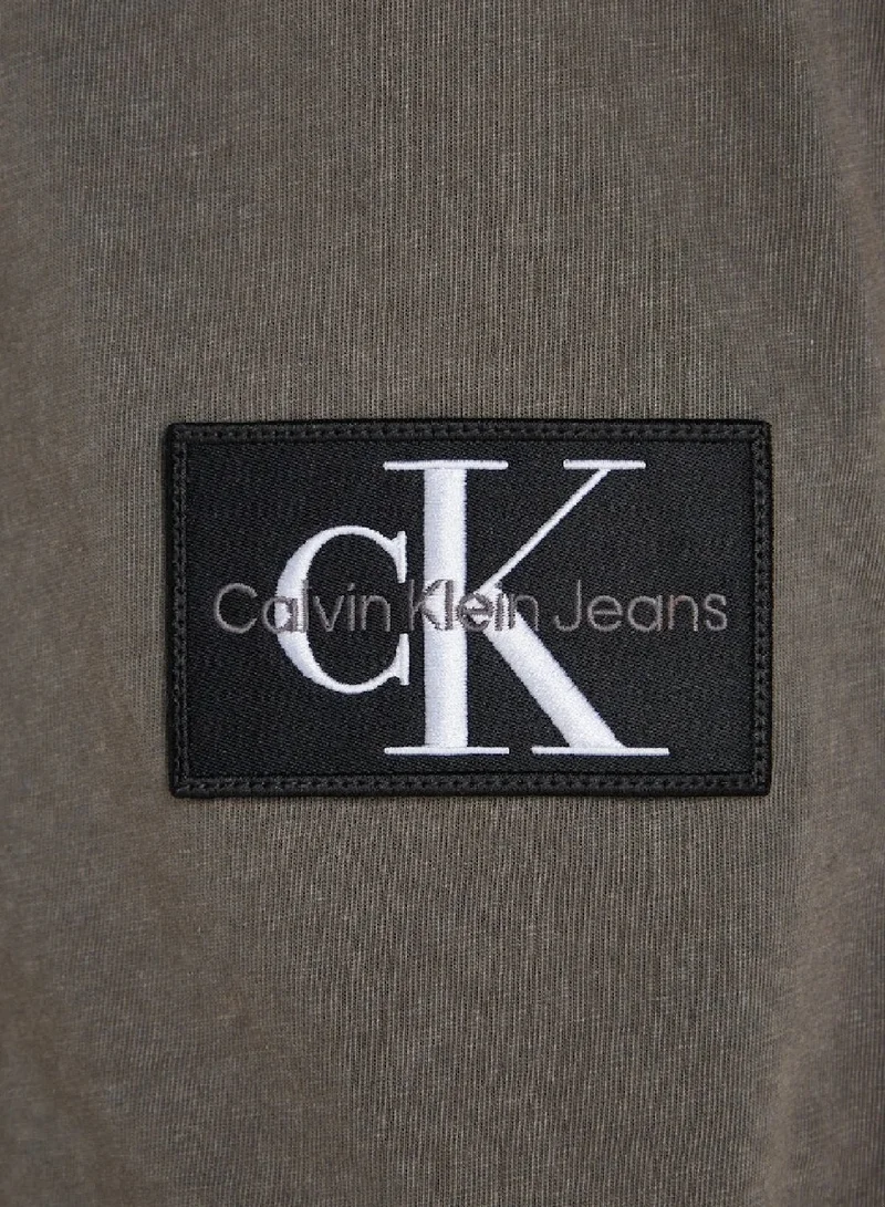 Calvin Klein Jeans Endless Grey Washed Cotton Badge T-shirt for Men | Best Price UAE