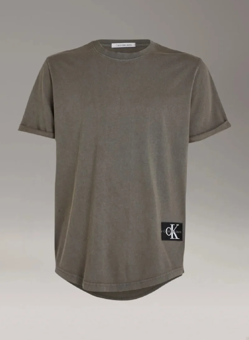 Calvin Klein Jeans Endless Grey Washed Cotton Badge T-shirt for Men | Best Price UAE
