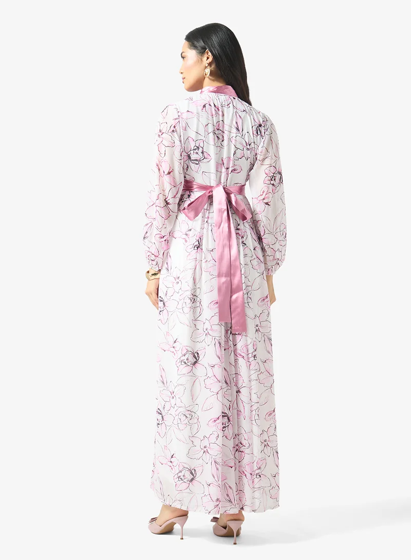 جولدن ابل Printed Jalabiya Dress
