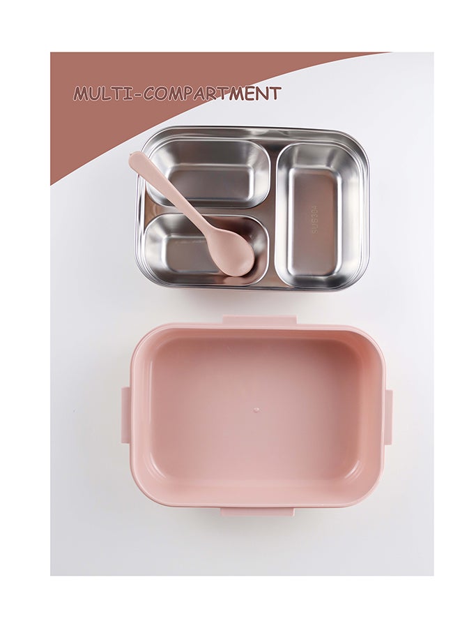 توشيونيكس صندوق غداء من الفولاذ المقاوم للصدأ بثلاثة أقسام وملعقة - حاوية طعام مانعة للتسرب - صينية قابلة للإزالة - آمنة للاستخدام في الميكروويف - خالية من مادة BPA - آمنة للاستخدام في غسالة الأطباق - آمنة للاستخدام في الفريزر - مثالية للمكتب والمدرسة والسفر وصالة الألعاب الرياضية - سعة 1.4 لتر - Image 3