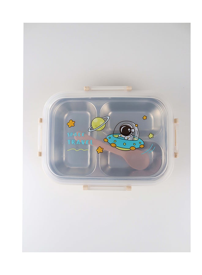 توشيونيكس صندوق غداء من الفولاذ المقاوم للصدأ بثلاثة أقسام وملعقة - حاوية طعام مانعة للتسرب - صينية قابلة للإزالة - آمنة للاستخدام في الميكروويف - خالية من مادة BPA - آمنة للاستخدام في غسالة الأطباق - آمنة للاستخدام في الفريزر - مثالية للمكتب والمدرسة والسفر وصالة الألعاب الرياضية - سعة 1.4 لتر - Image 1