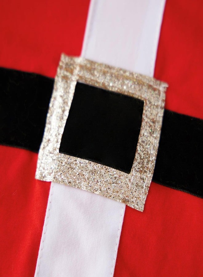 Socutebabe طقم ملابس عيد الميلاد للأطفال الصغار من Socutebabe، زي تنكري أخضر فروي للأولاد والبنات، طقم ملابس وبنطلون متطابق لشخصية سانتا كلوز (أخضر وأحمر، 4-5 سنوات) - Image 4