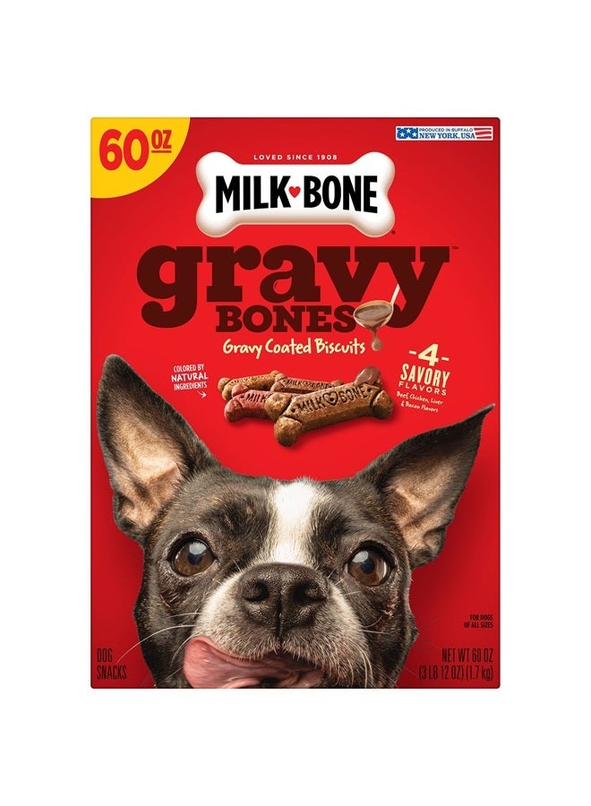 MILK-BONE Gravy Bones Dog Treats with Savory Meat Flavors, 60 Ounce (Pack of 3) - Image 1