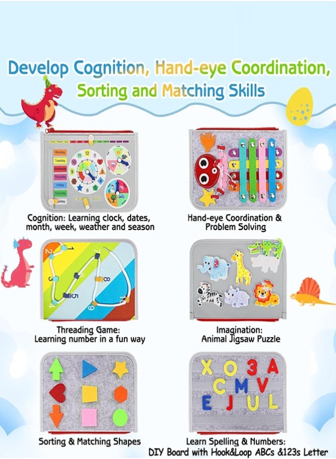 BELLSBERRY Montessori Busy Board for Toddlers – Sensory Activity Busy Book Preschool Educational Toy for Travel, Car & Airplane - Image 4