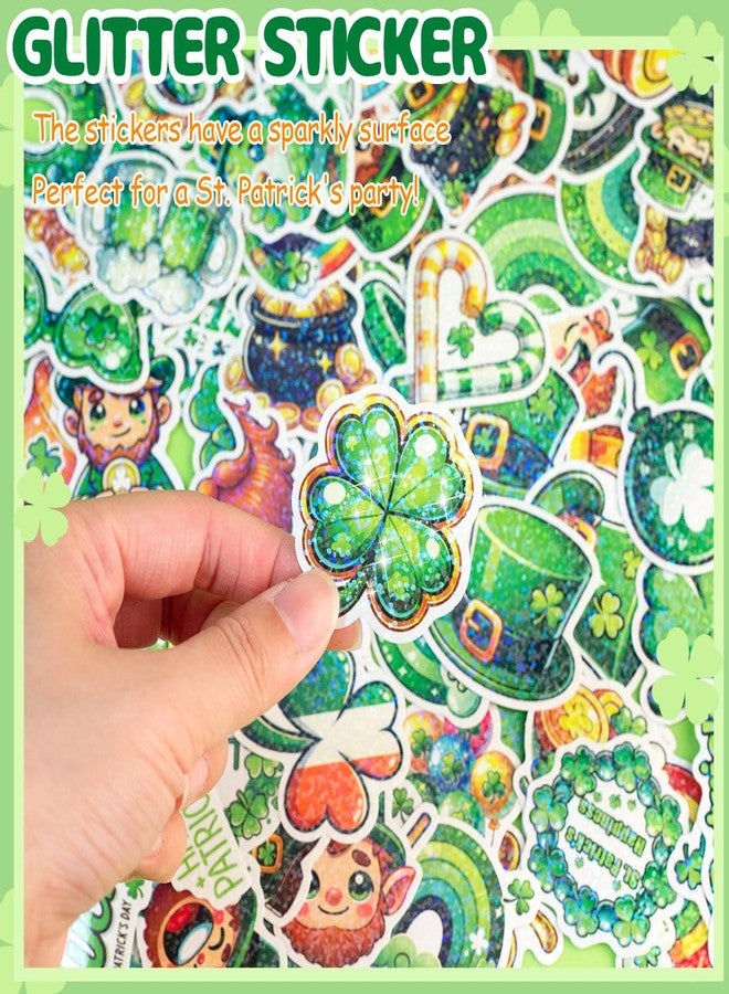 Auconda 100PCS Glitter St. Patrick's Day Stickers Vinyl Stickers St Patricks Day Party Favors Irish Holiday Stickers,Lucky Shamrock Stickers Suitable for Children, Teens, and Adults - Image 3