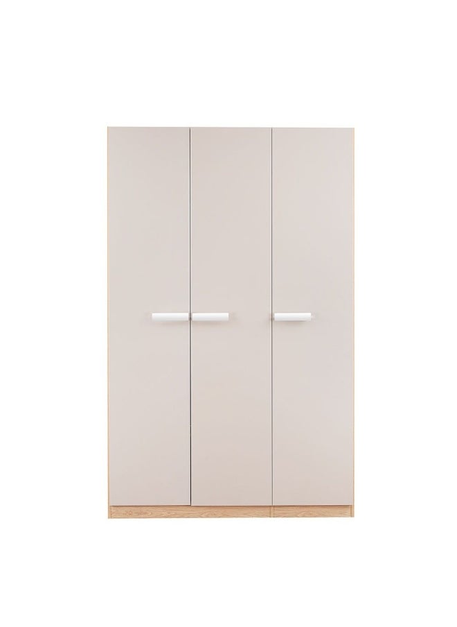DANUBE HOME Cardano 3 Door Wardrobe With Mirror Inside Sturdy Closet Clothes Storage Cupboard Modern Design Space Saving Swing Door Cabinet For Bedroom L136.6Xw59.5Xh216Cm - Natural Oak/Champagne  - Image 1