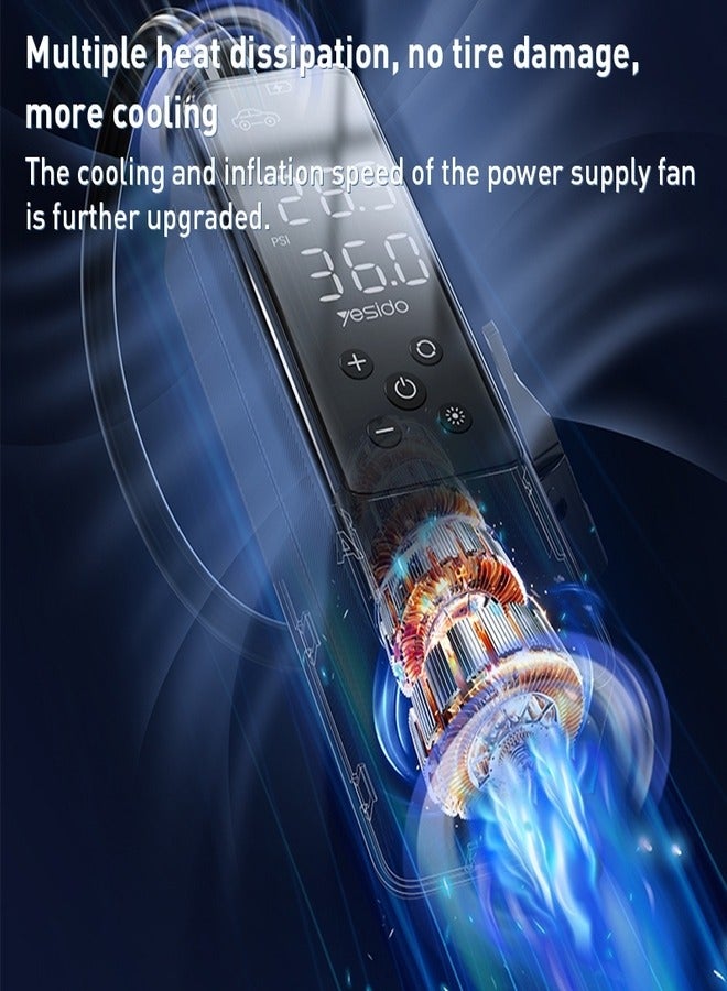 Yesido Mini Car Inflator Pump, Portable Wired Air Pump Inflator Compressor, Yesido VC05  - Image 4