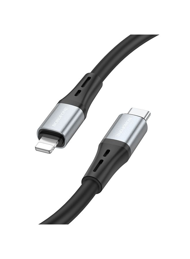 بوروفون Borofone Bx88 Type-C إلى 8 دبوس كابل بيانات شحن السيليكون الصلب ، الطول: 1M (أسود) - Image 1