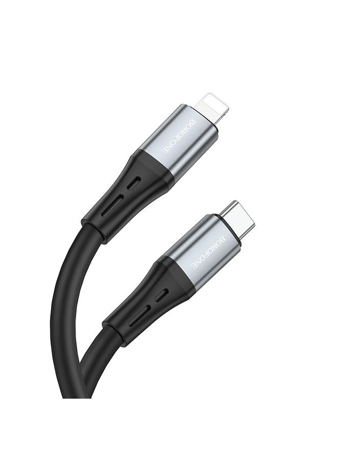 بوروفون Borofone Bx88 Type-C إلى 8 دبوس كابل بيانات شحن السيليكون الصلب ، الطول: 1M (أسود) - Image 2