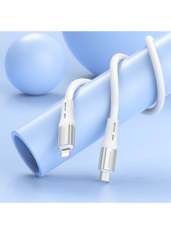 بوروفون Borofone Bx88 Type-C إلى 8 دبوس كابل بيانات شحن السيليكون الصلب ، الطول: 1M (أسود) - Image 3