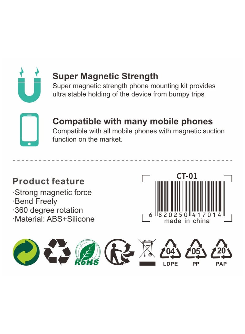 Cat - Cot Cat-Cot CT-01 Magnetic Car Phone Holder Mount | 360° Adjustable Dashboard & Windshield Mobile Stand | Strong Magnet Grip | Universal Compatibility | Flexible Arm | ABS + Silicone - Image 4