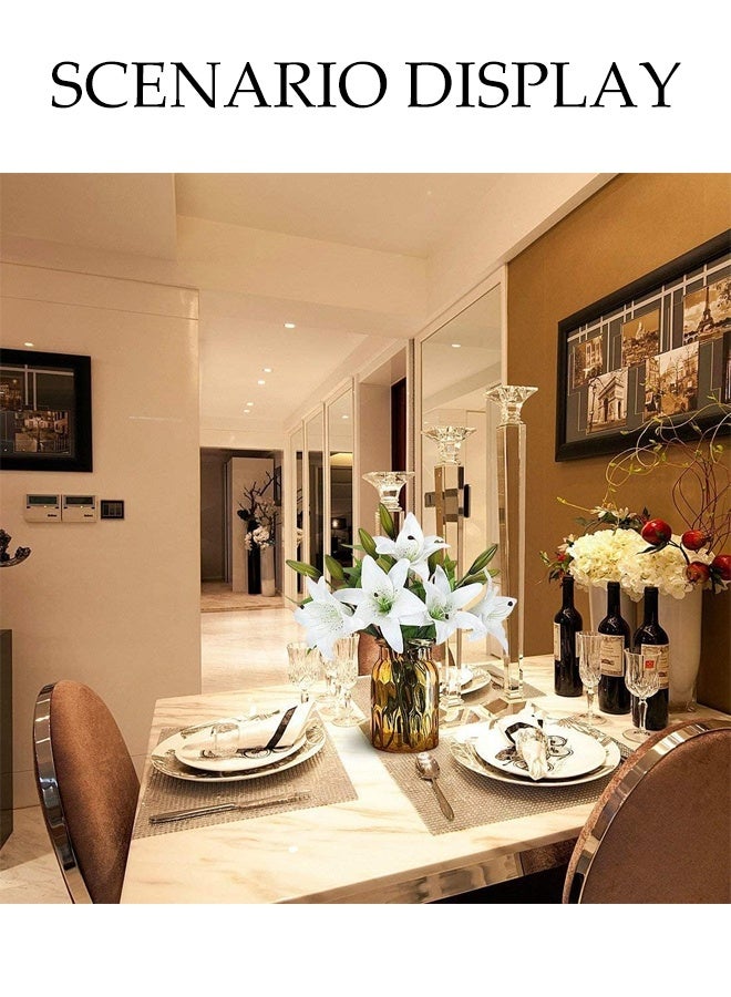 DUNISO 5 قطع زهور صناعية، زهور زنبق صناعية، ترتيب زهور بيضاء مزيفة مناسب لتزيين المنزل والمكتب، مركز طاولة الطعام (بدون مزهرية) - Image 4