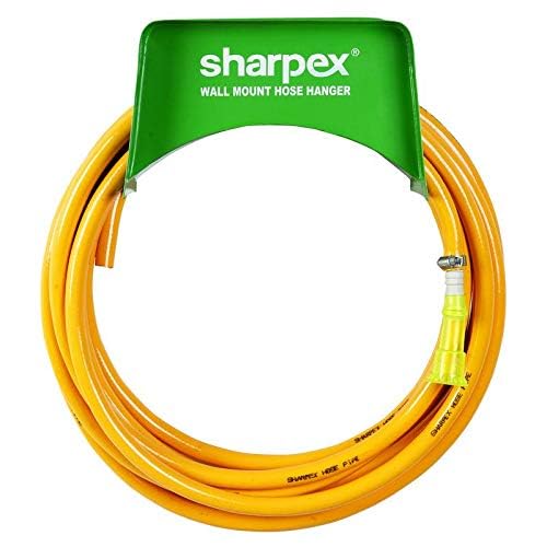 Sharpex Combo Of Hose Hanger And Hose Pipe For Garden, Car Bike Washing, Indoor Outdoor use, Hotel and Backyard - Heavy Duty Yellow Hose Water Pipe 30 Meter 0.5 Inch with Green Wall Mount Hose Hanger - Image 2