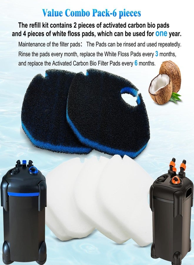 ShuRex Large Cotton White Floss Pads and Activated Carbon Sponge Bio Filter Pads Refill Kit for AMOSIJOY Aquarium Canister Filter, Compatible with 396/528/660GPH Canister Filter (Large for 396/528/660GPH) - Image 5
