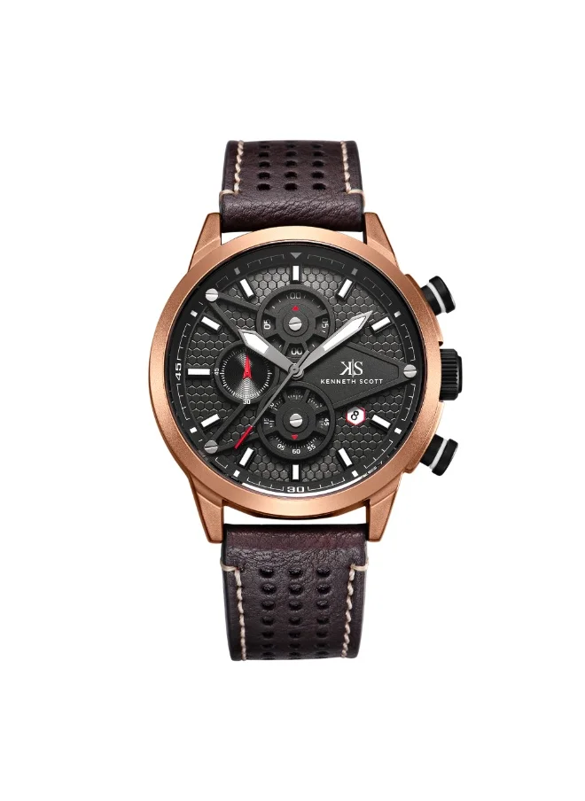 KENNETH SCOTT Men's PU Chronograph Watch K25108-DLDB - 45 mm