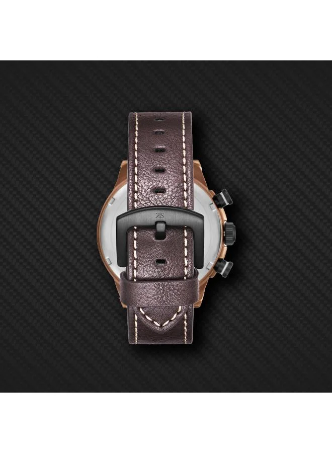 Kenneth Scott Black Kenneth Scott Men's Watch, Chronograph Display and PU Strap - K25108-DLDB, Brown for Men | Best Price UAE